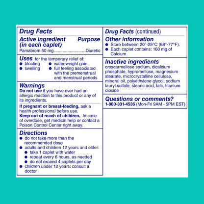 Midol premium bloating control tablets for six hours of relief