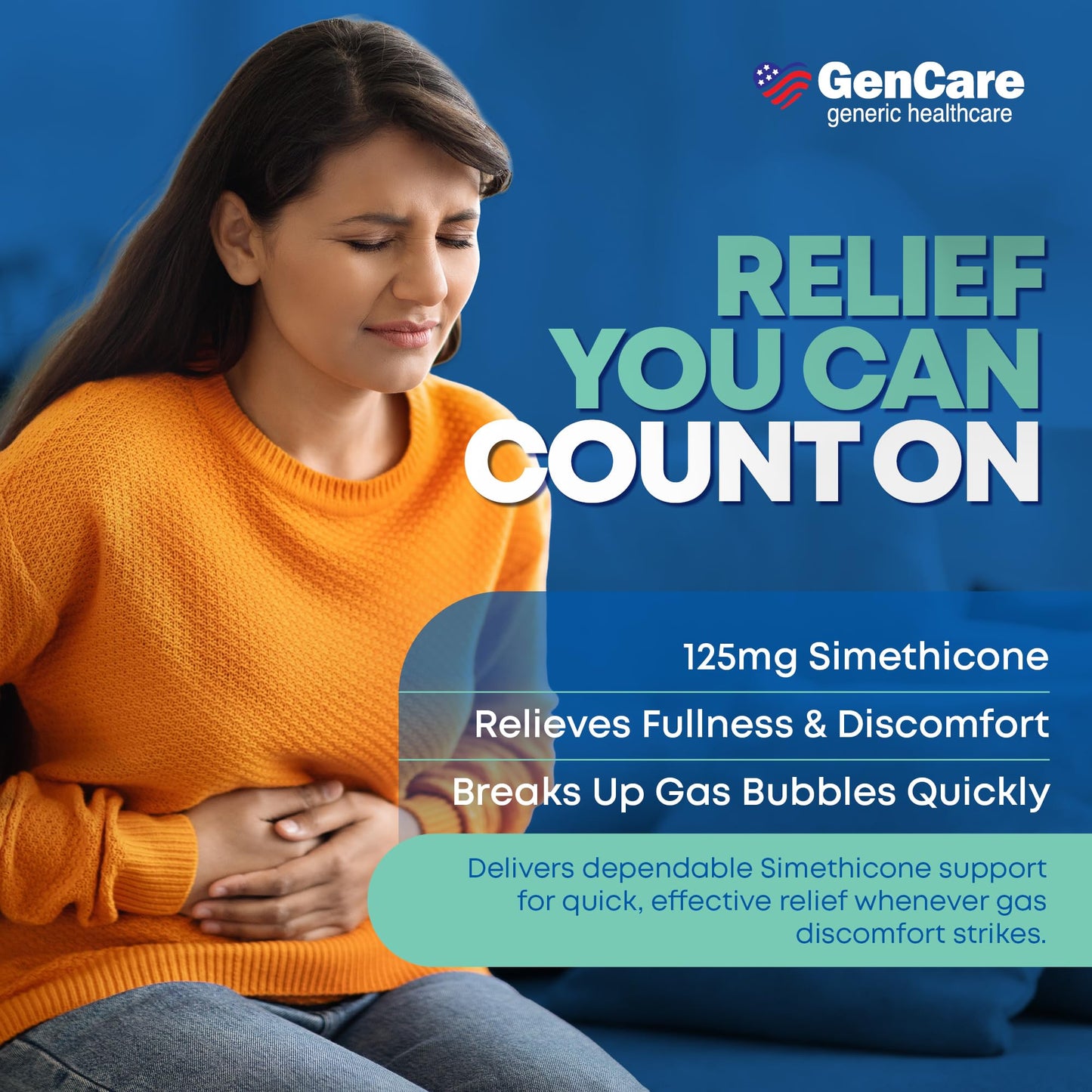 Advance Pharmaceutical GenCare maximum strength gas relief supplement labels.