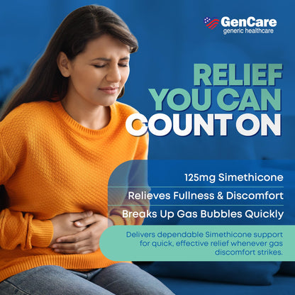 Advance Pharmaceutical GenCare maximum strength gas relief supplement labels.