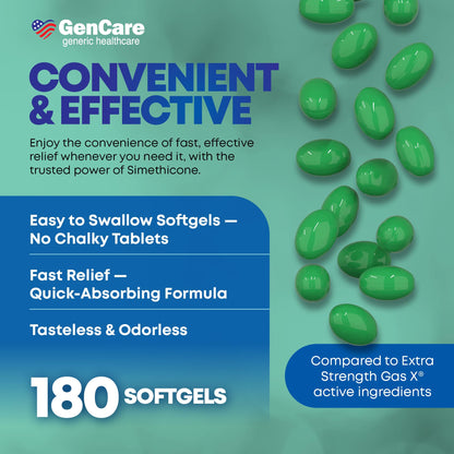 Authentic USA imported GenCare liquid softgels for fast bloating support.