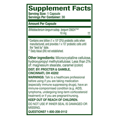 Align gastroenterologist recommended gut health supplement close up view.