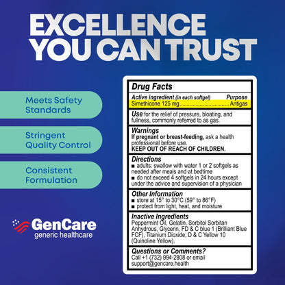 GenCare health packaging showing active ingredients and usage instructions.