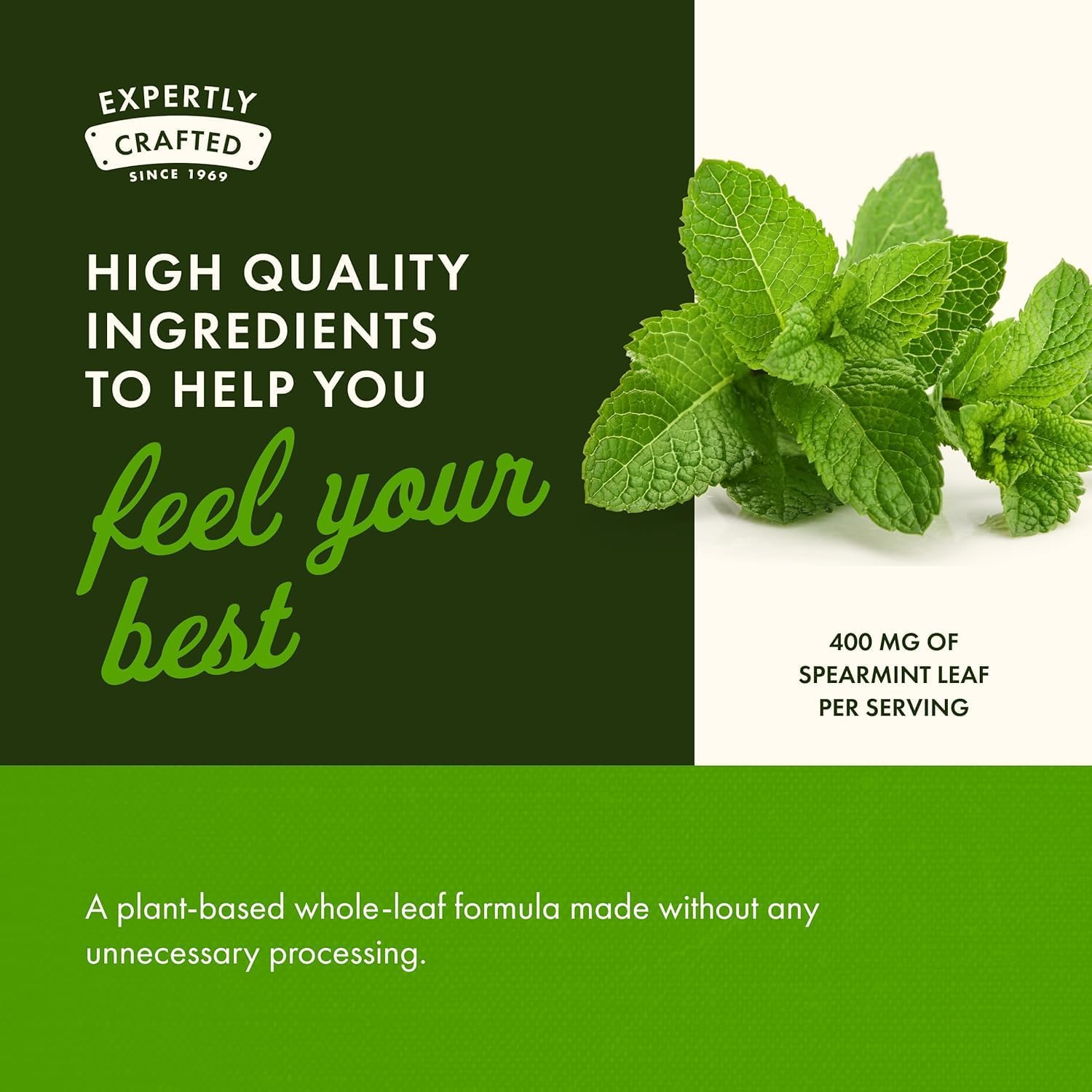Close up shot of the Swanson herbal supplement label displaying directions for use and purity assurances.