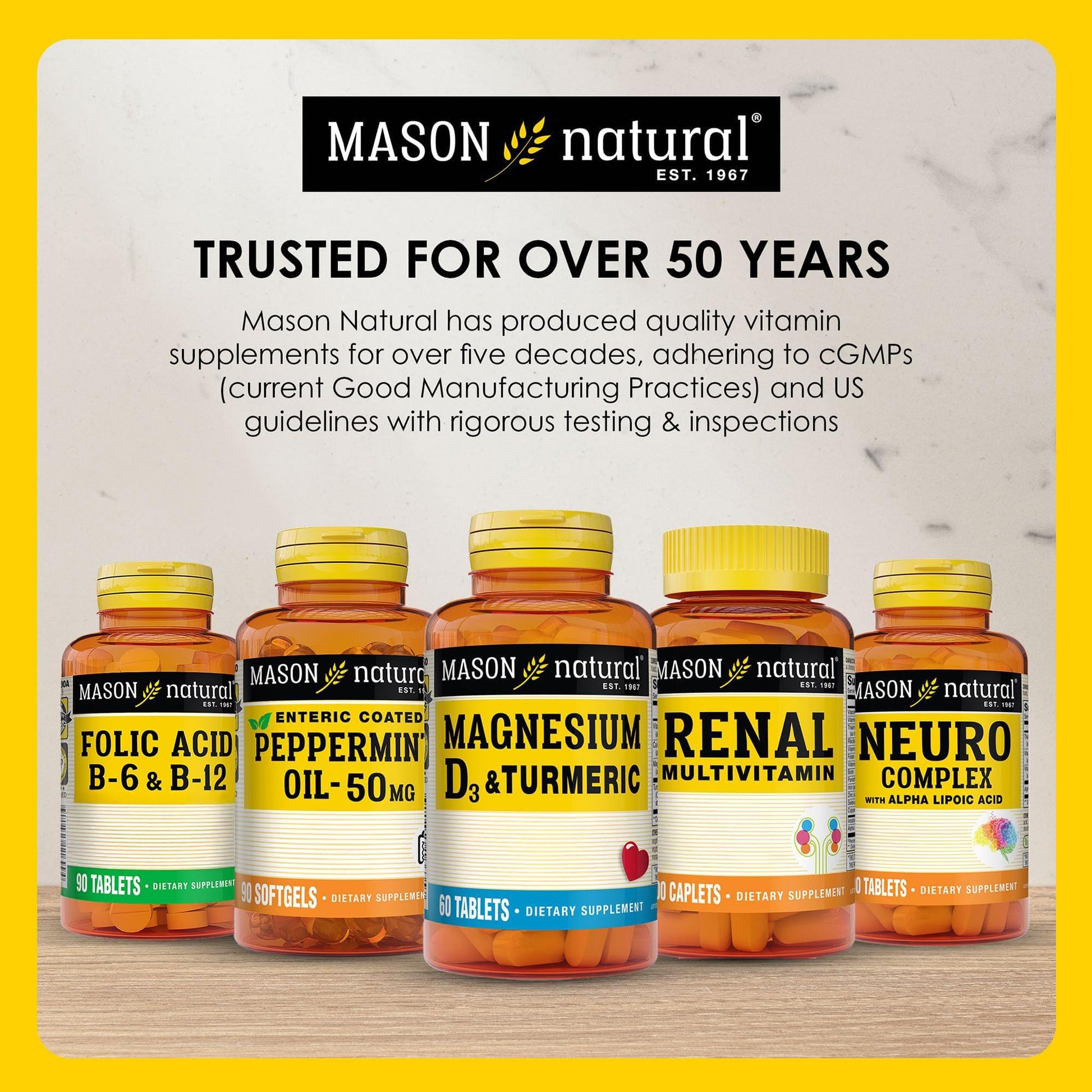 Authentic Mason Natural gastrointestinal support dietary supplement bottle on a clean surface.