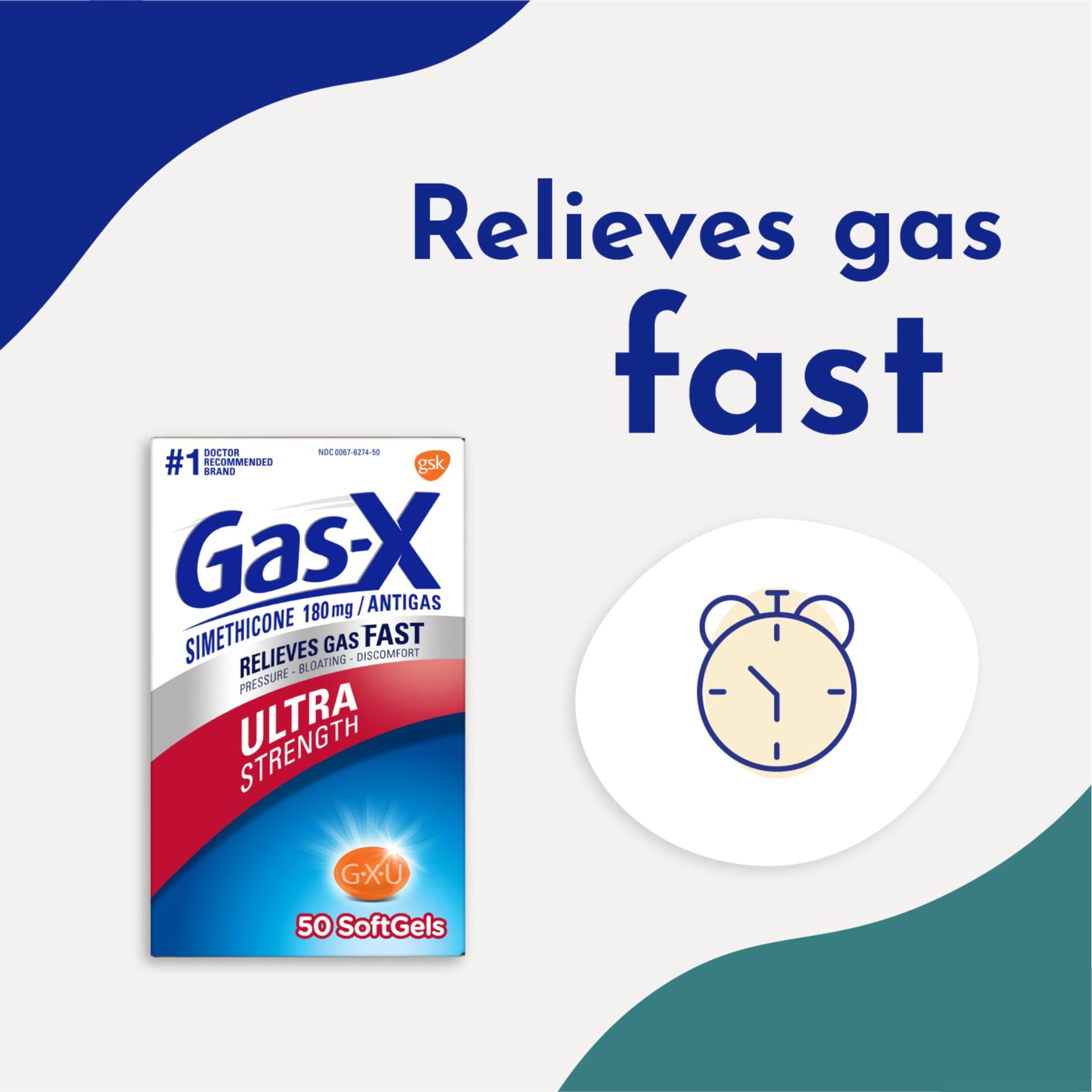 Gas-X USA imported stomach pressure relief softgels showing the authentic tamper evident seal
