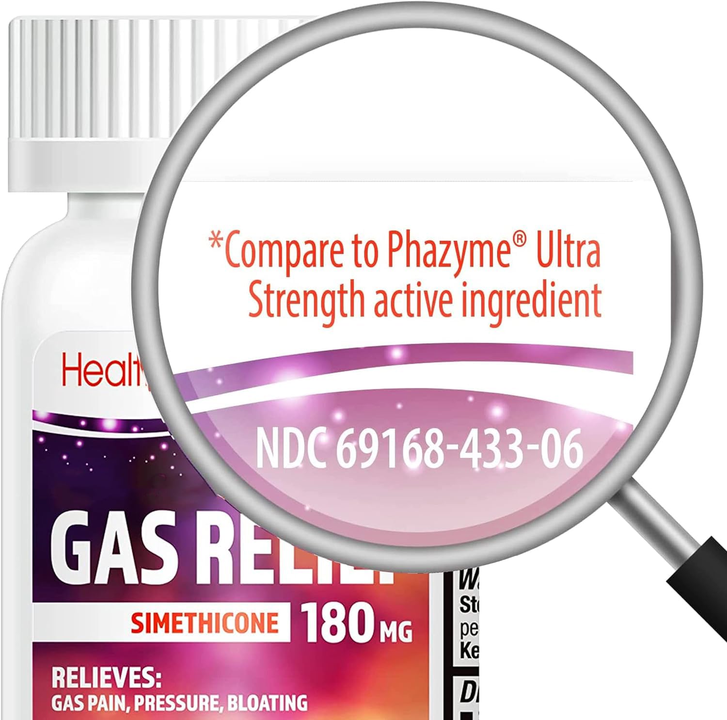 HealthA2Z anti flatulence ultra strength softgels supplement facts and directions label