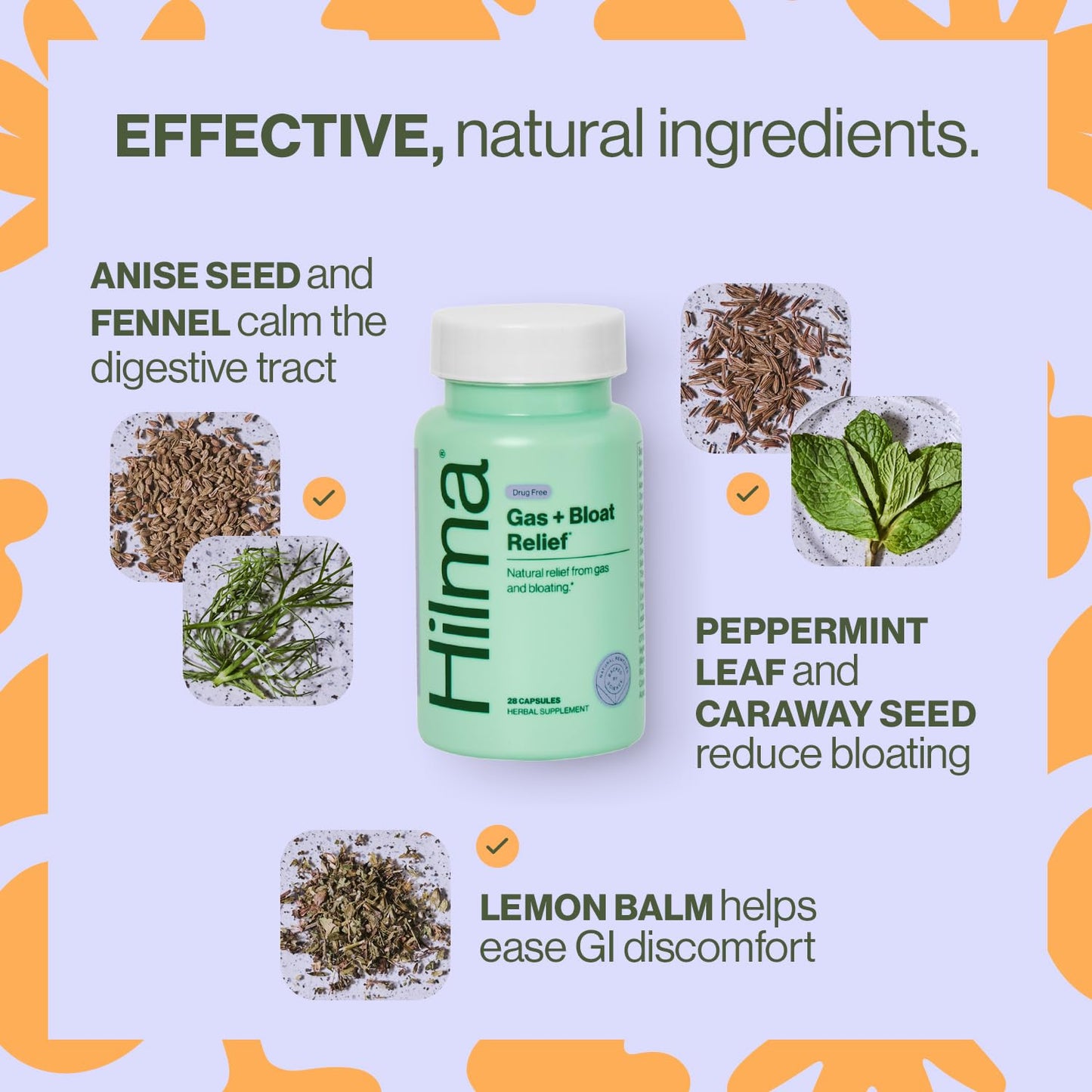 Hilma non GMO vegan digestive support capsules bottle side view
