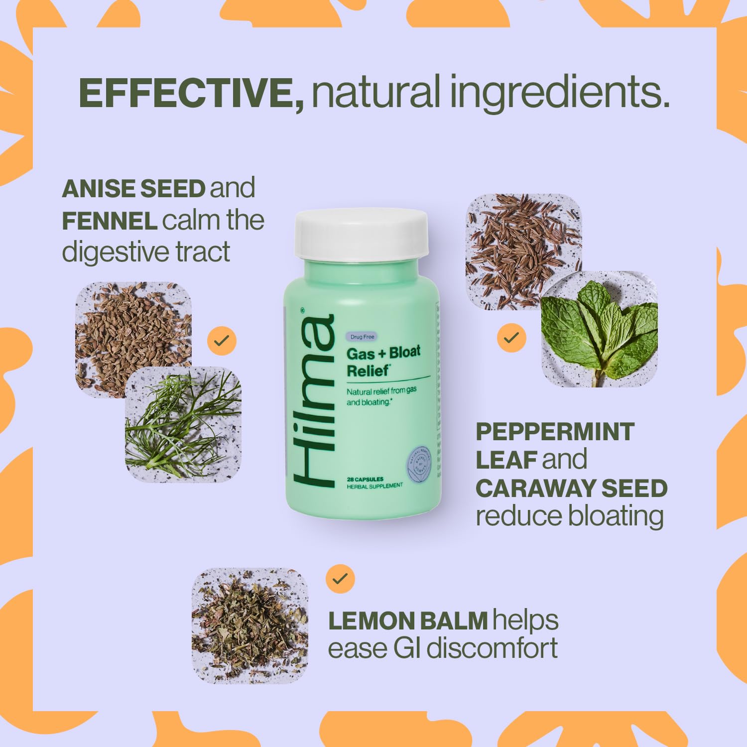 Hilma non GMO vegan digestive support capsules bottle side view