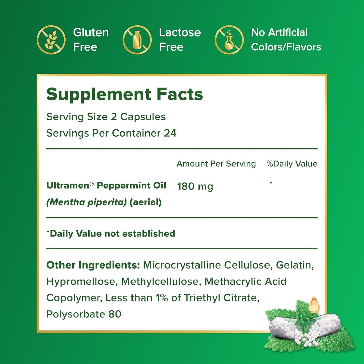 IBgard peppermint oil capsules for abdominal cramping and gas management