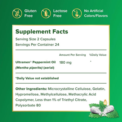 IBgard peppermint oil capsules for abdominal cramping and gas management