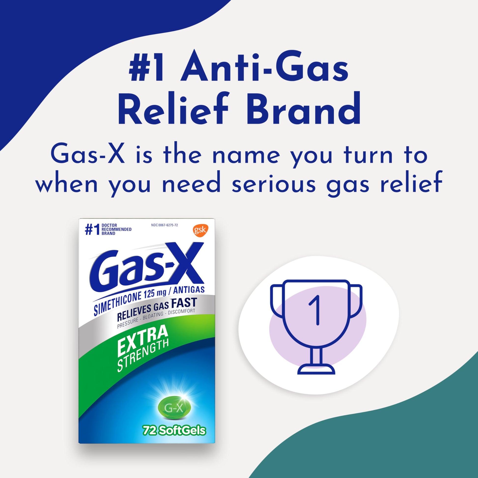 Vitalsense Gas-X bloating and pressure relief supplement back panel listing active ingredients