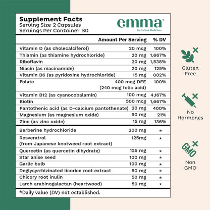 Emma daily digestive wellness formula for constipation relief supplement facts