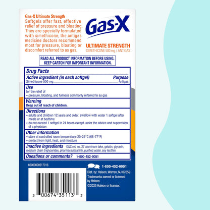 Gas-X maximum strength double potency simethicone digestive healthcare supplement