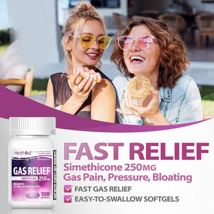 HealthA2Z digestive supplement bottle demonstrating maximum strength 250mg formulation details.