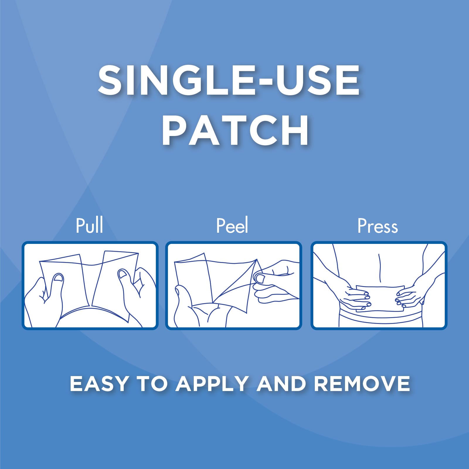 Side panel of HealthWise maximum strength pain relief patches showing product size specifications