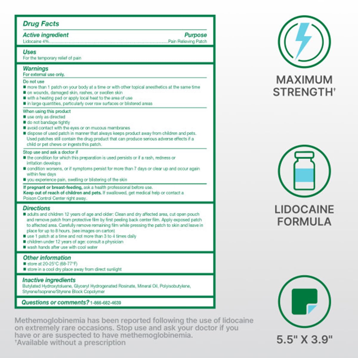 Biofreeze four percent lidocaine external anesthetic patch for lower back pain.