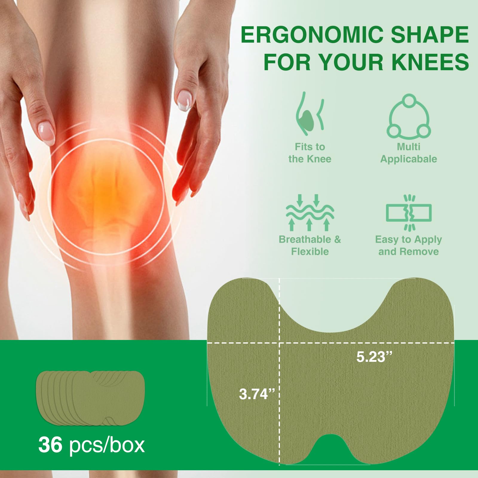 Infographic showing the natural herbal ingredients including wormwood extract and menthol used in the heating patches.