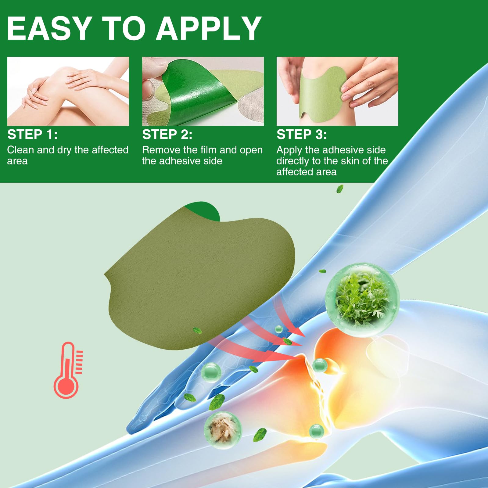 Demonstration of the flexible adhesive patch applied to multiple body areas like the lower back, neck, and shoulder.