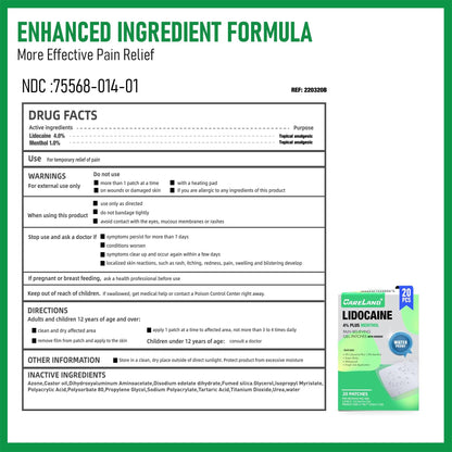 Close up of the waterproof transparent film layer of Careland four percent lidocaine patch