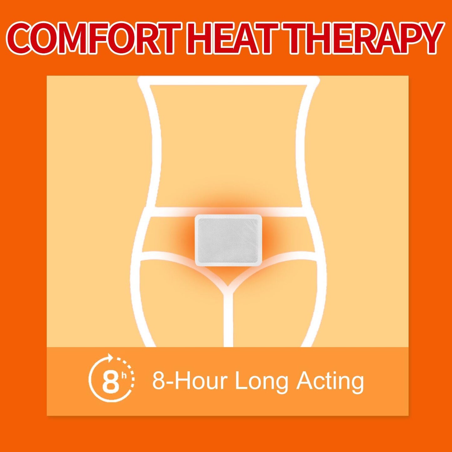 Lifestyle shot of a woman comfortably working while wearing the hidden cordless heating pad.