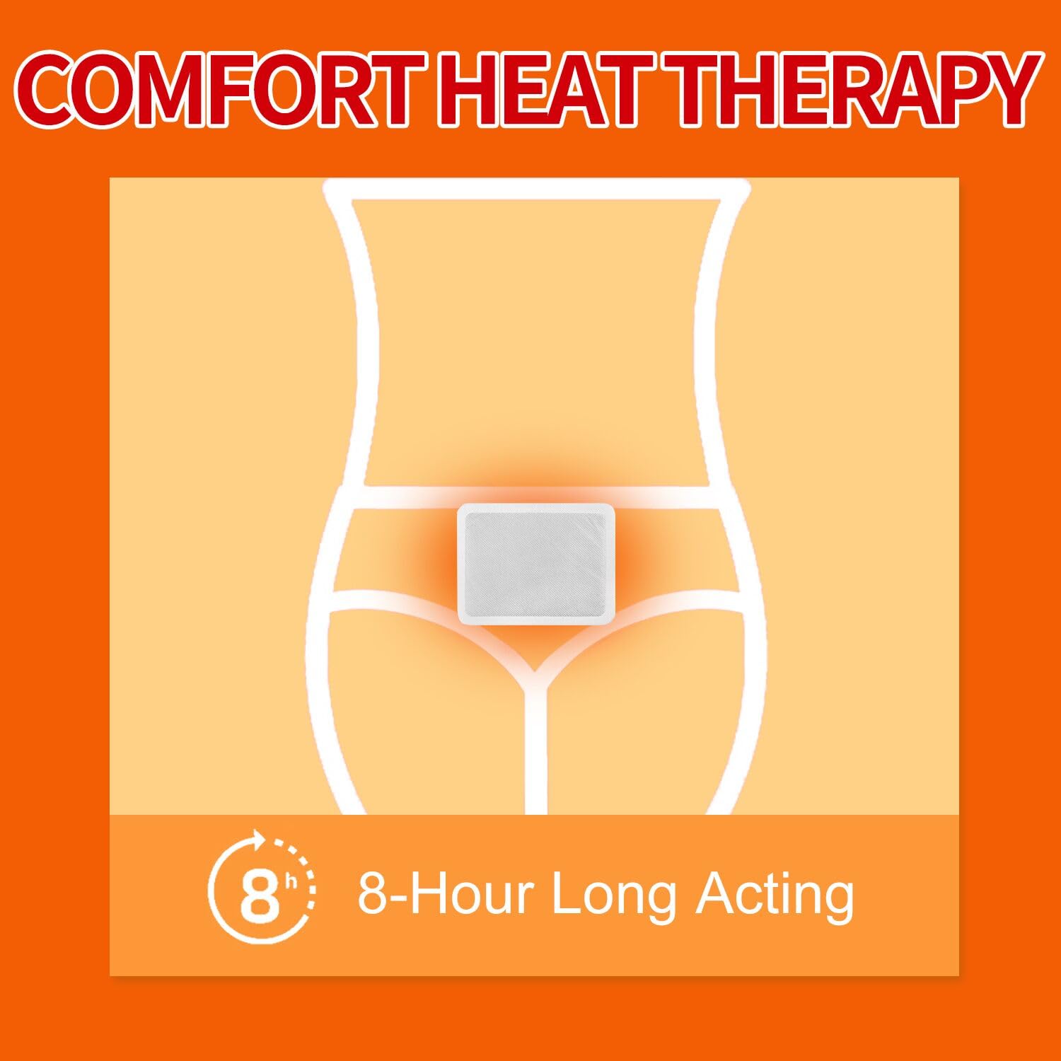 Lifestyle shot of a woman comfortably working while wearing the hidden cordless heating pad.