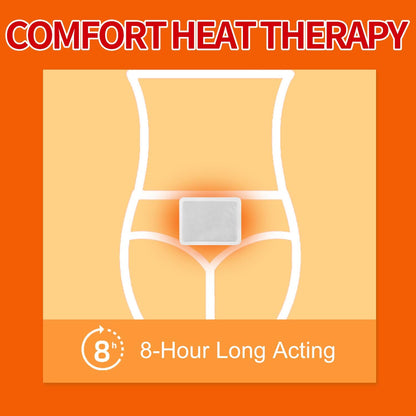 Lifestyle shot of a woman comfortably working while wearing the hidden cordless heating pad.