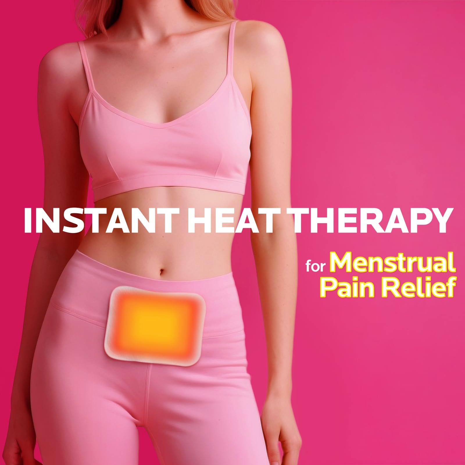 Shesangel air-activated adhesive heating pads being applied to undergarments for lower back pain