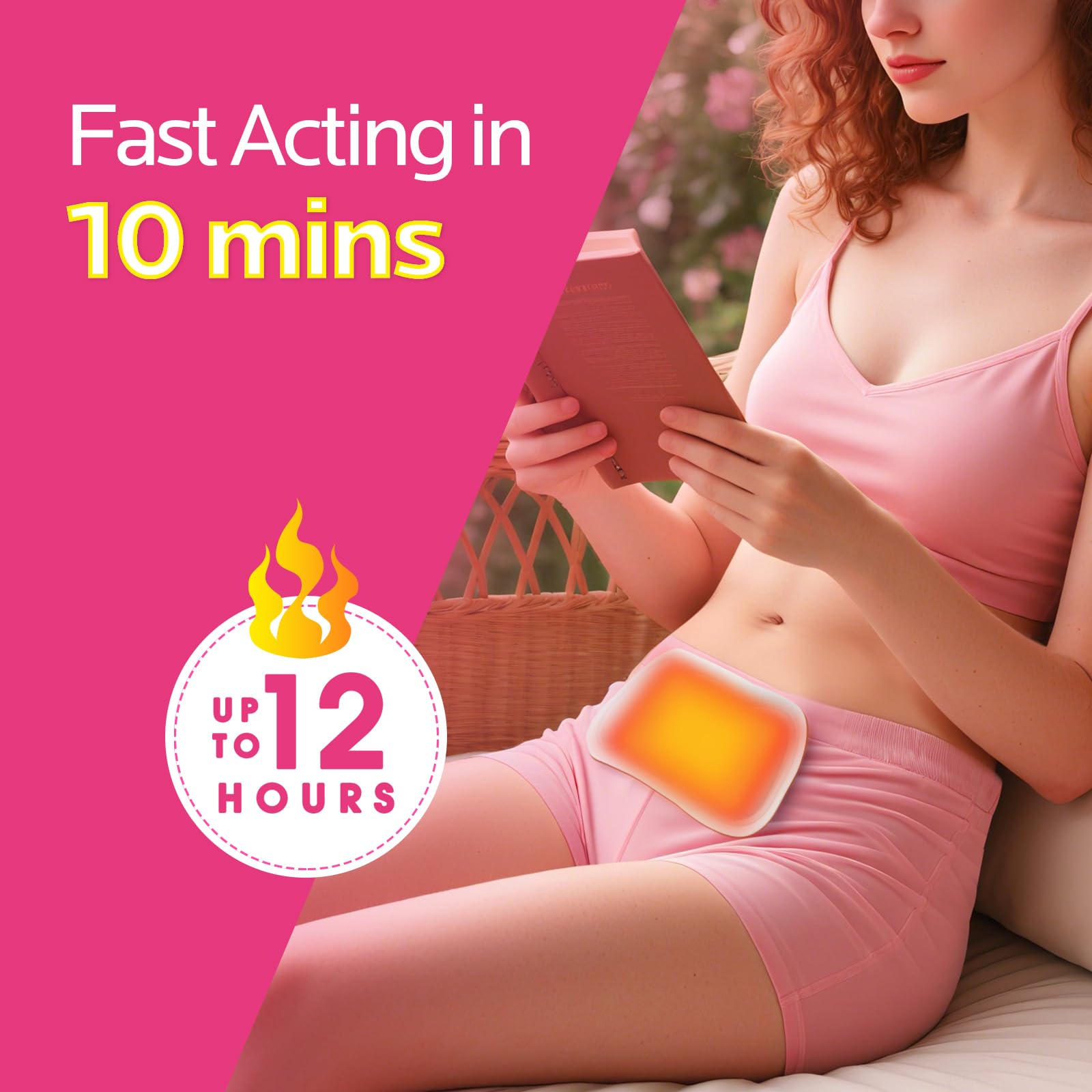 Shesangel twelve hour period pain relief patch packaging details showing instructions