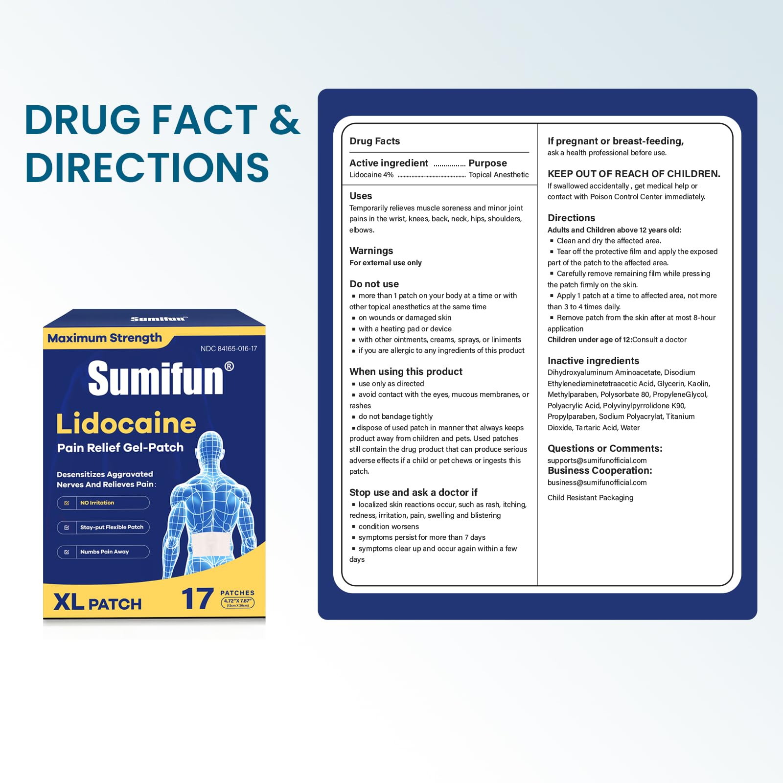 Authentic USA imported Sumifun topical anesthetic patches for adult muscle and joint care