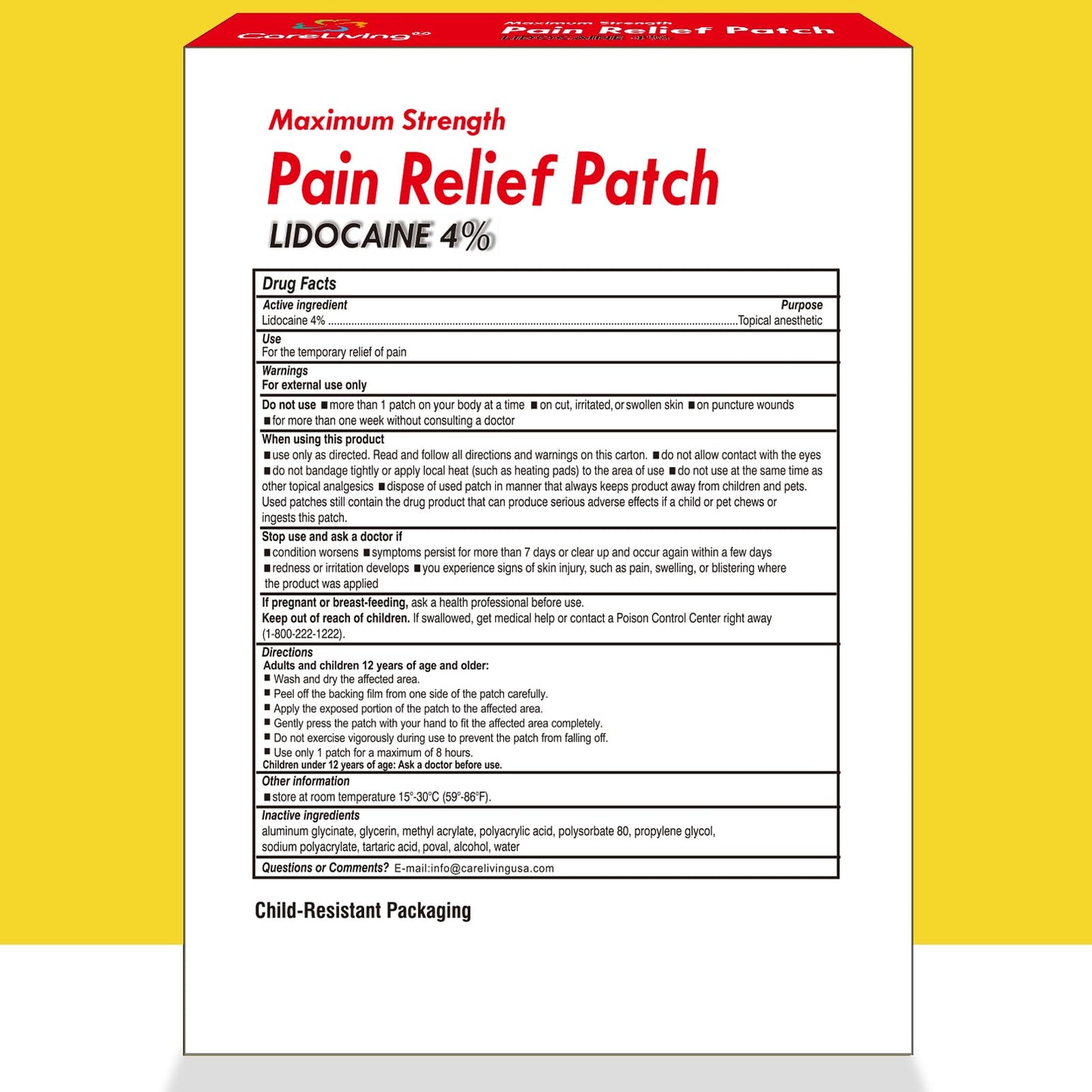 Flexible application of CARELIVING 4 percent lidocaine gel patch on a knee joint for muscle soreness.