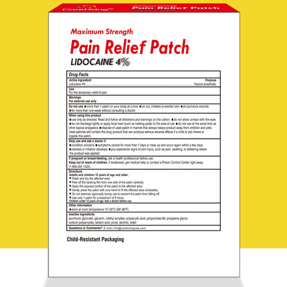 Flexible application of CARELIVING 4 percent lidocaine gel patch on a knee joint for muscle soreness.
