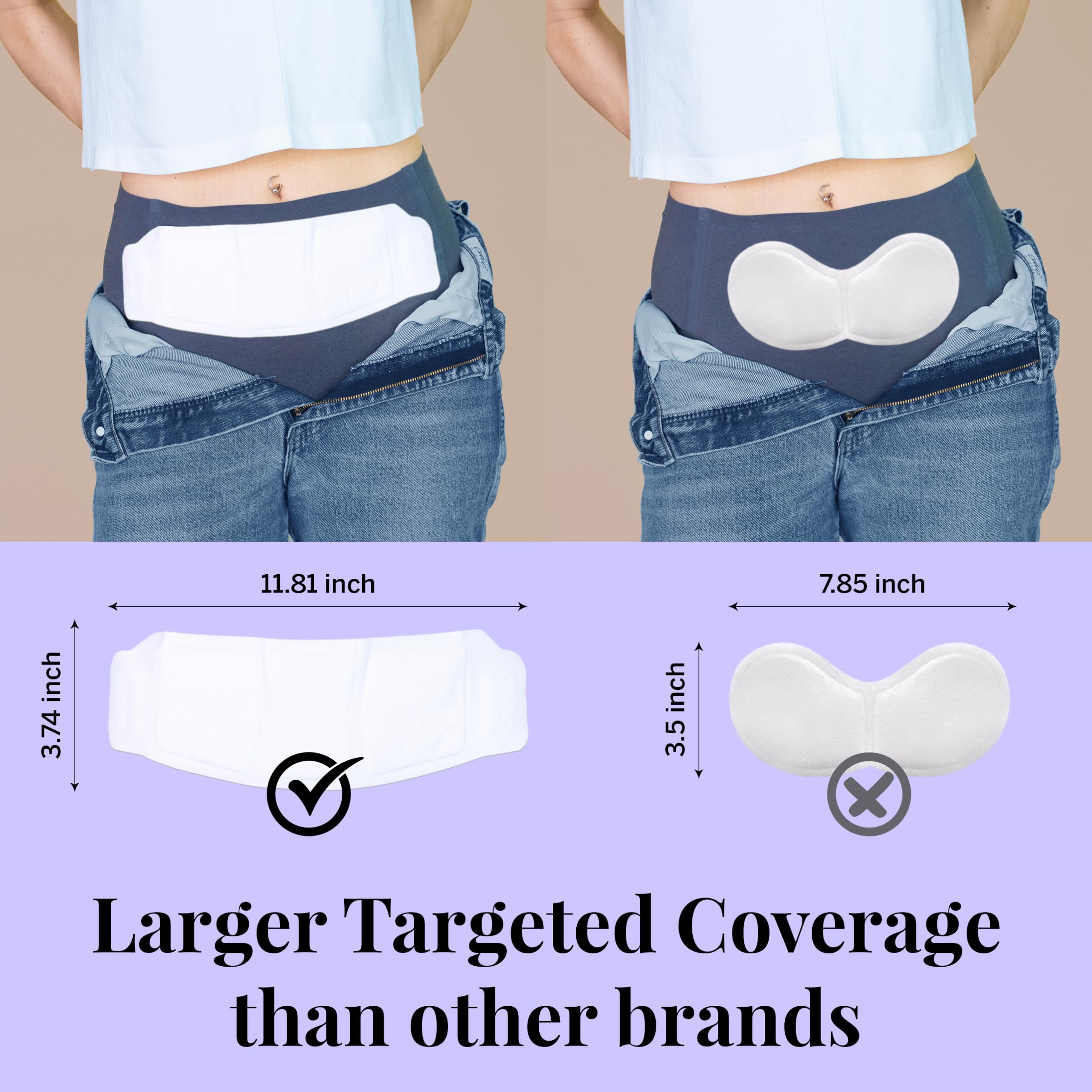 Back ache thermal therapy using Pixie Cup large size disposable warming sticker on clothing