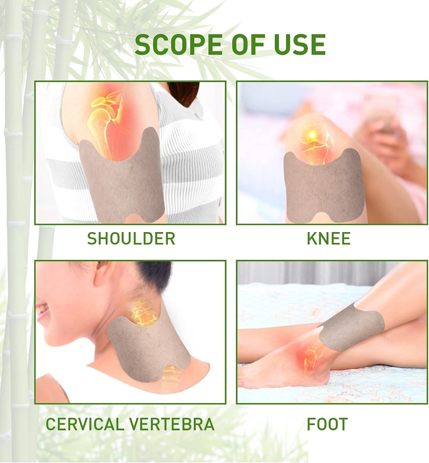 Edumaision joint relief patch adhesive side showing the natural green wormwood extract formula layer