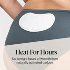 Cora period pain relief adhesive patch applied to underwear showing proper usage positioning.
