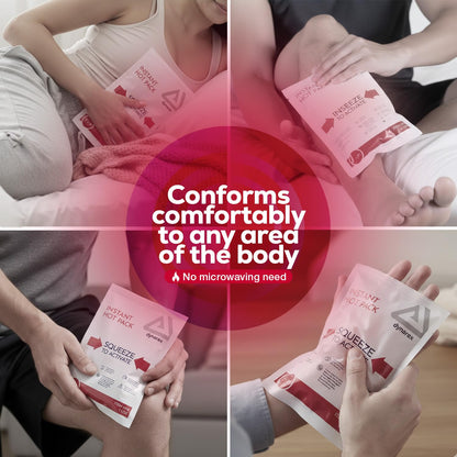 Dynarex emergency first aid hot compress applied to a shoulder contour for targeted relief.