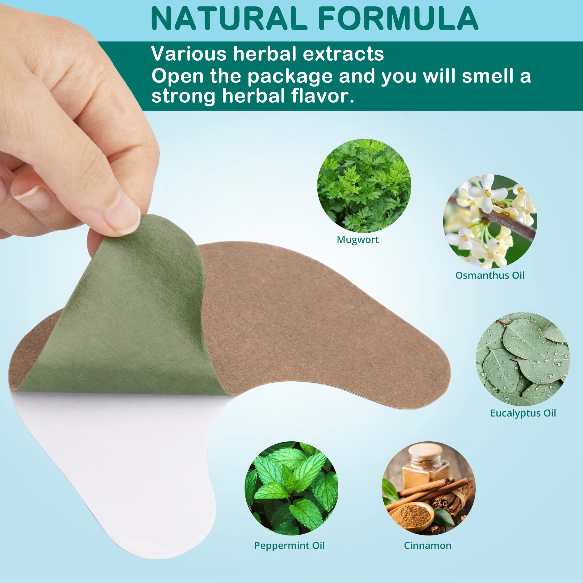 AOSORW self heating joint patches displaying the flexible fabric material and adhesive backing.