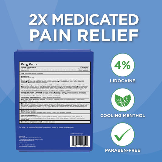 HealthWise topical anesthetic patch box showing 15 count and maximum strength label