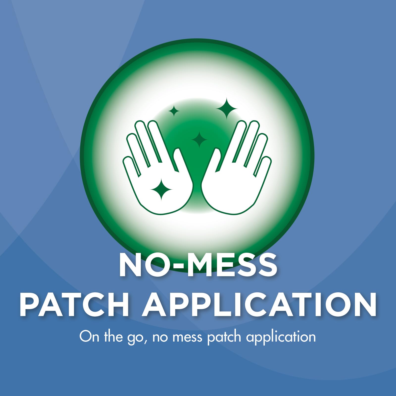 HealthWise topical analgesic patch being applied gently to the shoulder area for joint pain.