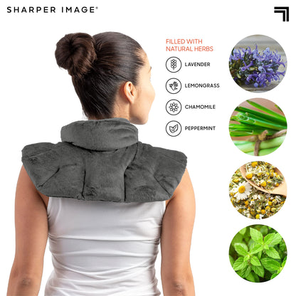 Sharper Image aromatherapy plush wrap highlighting the natural lavender and herb blend packaging