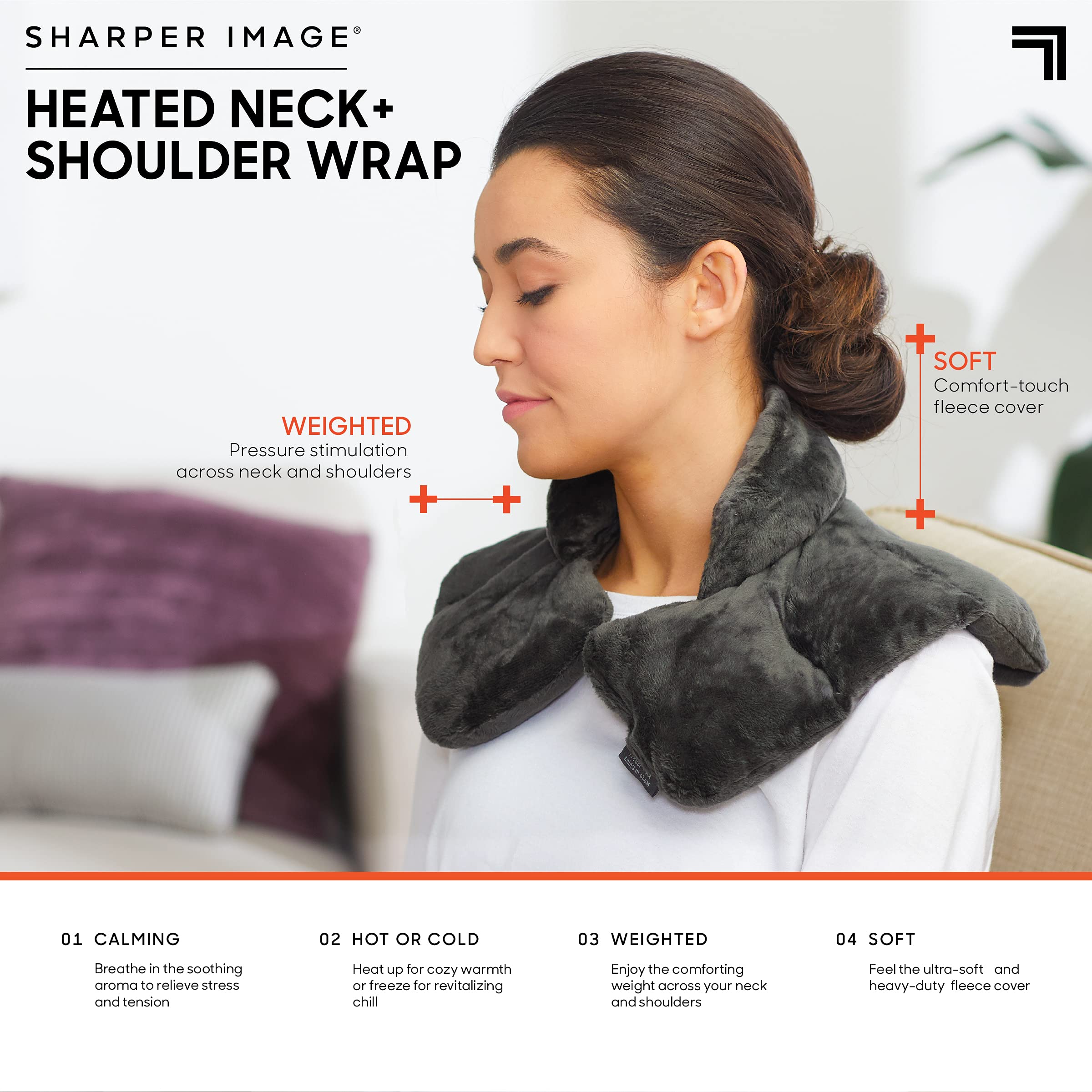 Close up shot of the soft texture on the Sharper Image therapeutic thermal shawl