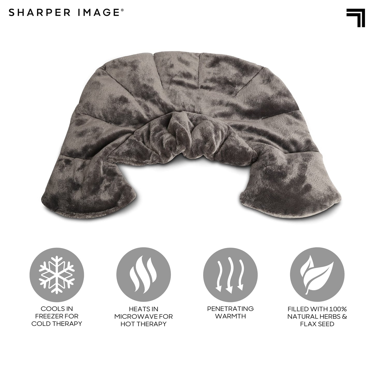 Sharper Image cooling and warming neck wrap being folded for easy travel storage