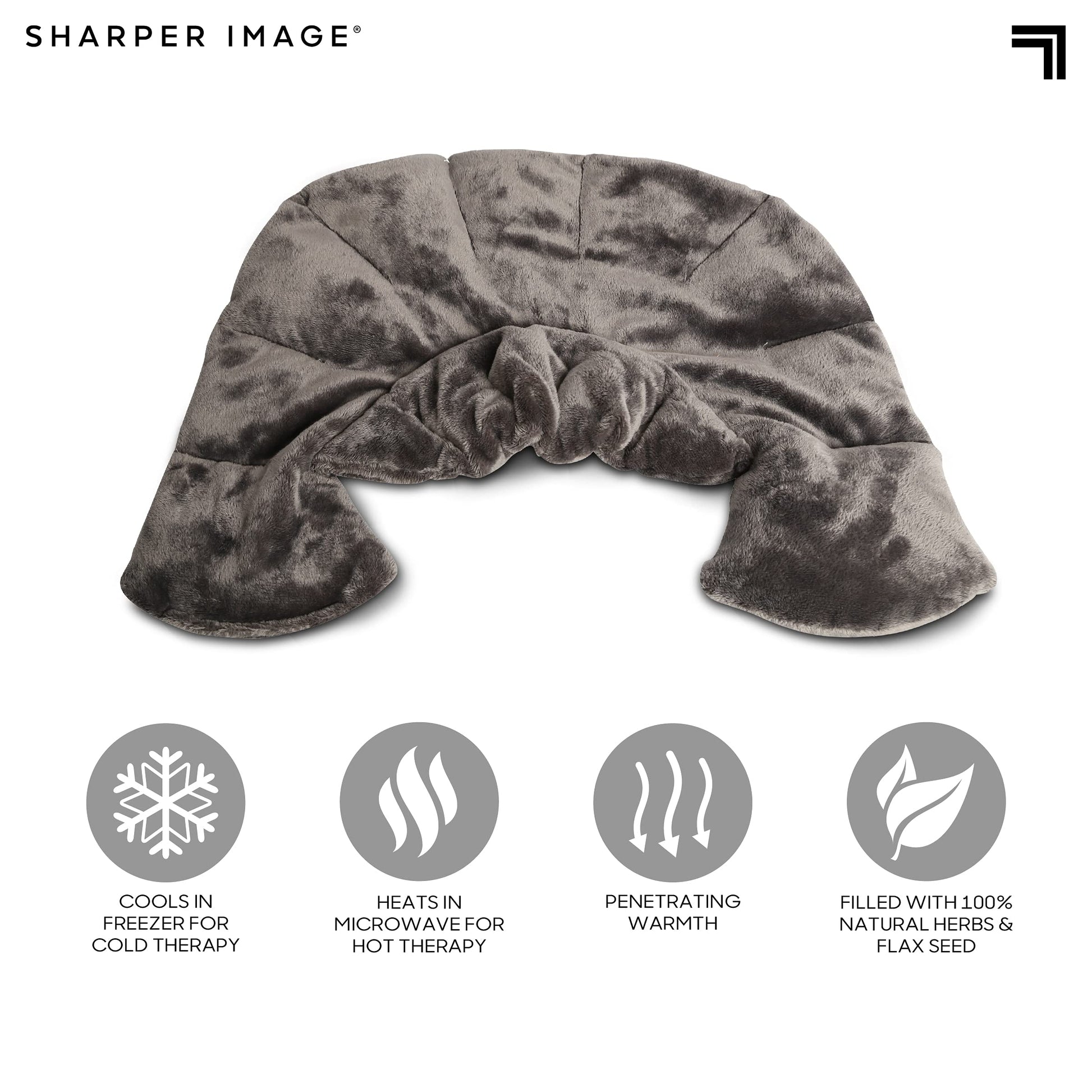 Sharper Image cooling and warming neck wrap being folded for easy travel storage