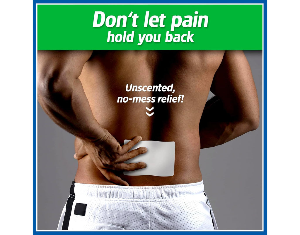 Salonpas lidocaine pain relieving gel patch packaging highlighting the eight hour long lasting formula