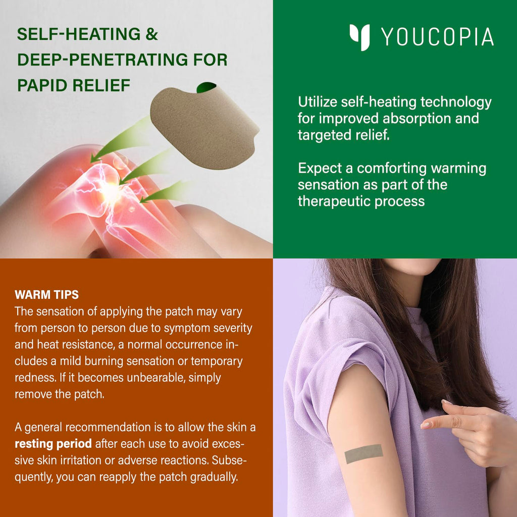Flexible fabric plaster showing breathable design used for shoulder and back joint discomfort relief.