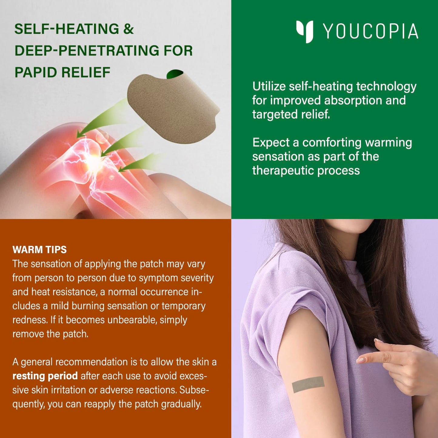 Flexible fabric plaster showing breathable design used for shoulder and back joint discomfort relief.