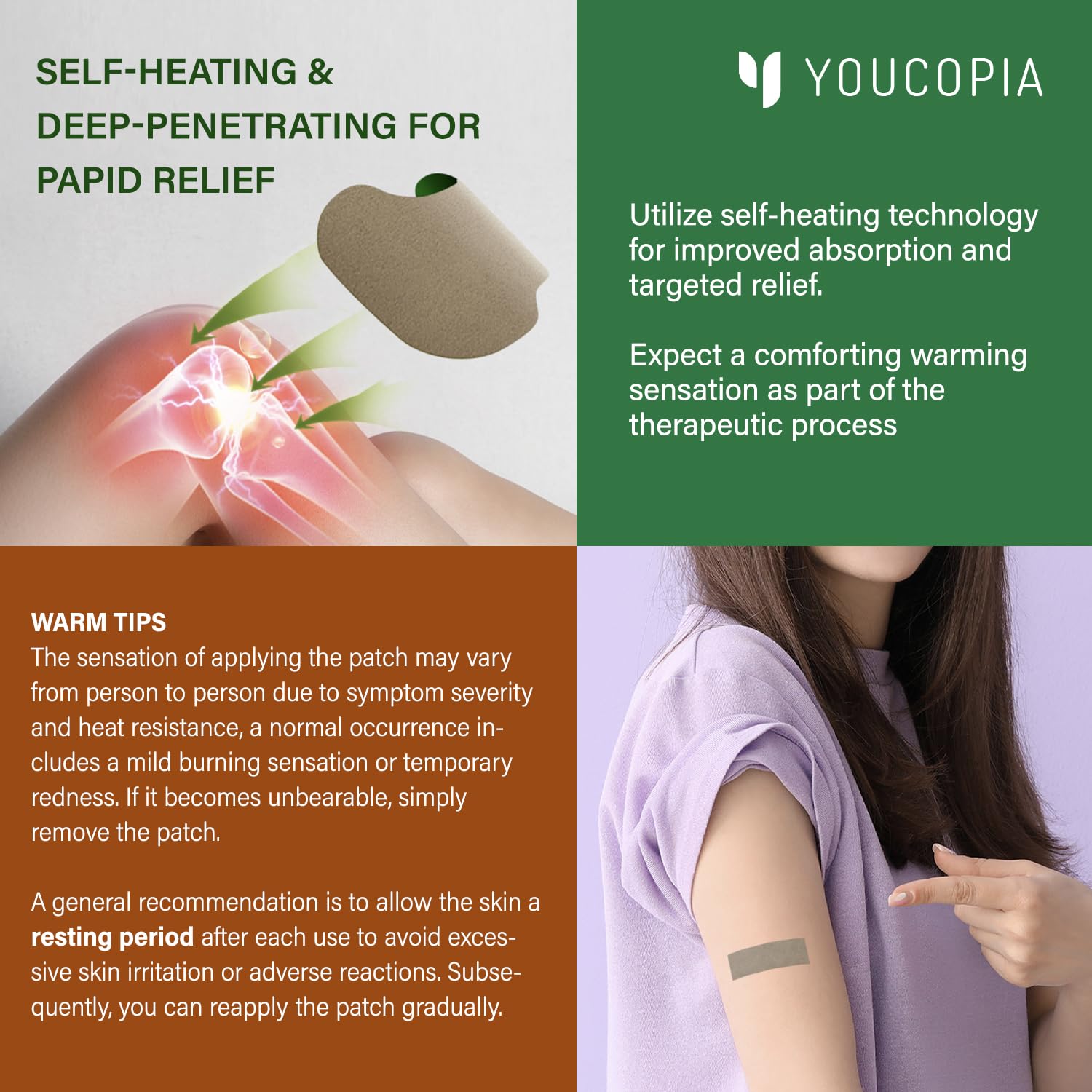 Flexible fabric plaster showing breathable design used for shoulder and back joint discomfort relief.