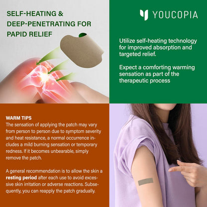 Flexible fabric plaster showing breathable design used for shoulder and back joint discomfort relief.