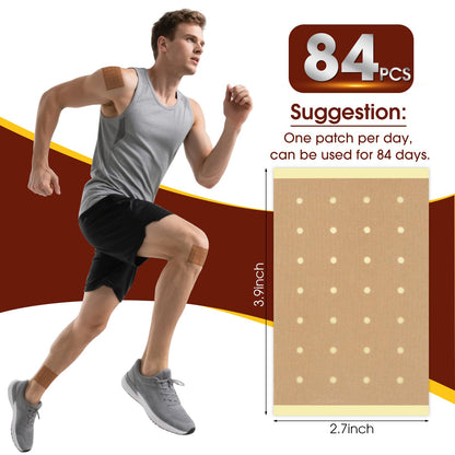 A demonstration of the strong adhesion property showing the patch remaining secure during physical movement.