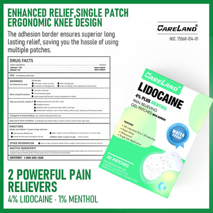 Careland maximum strength back and knee pain relief patches showing the adhesive border