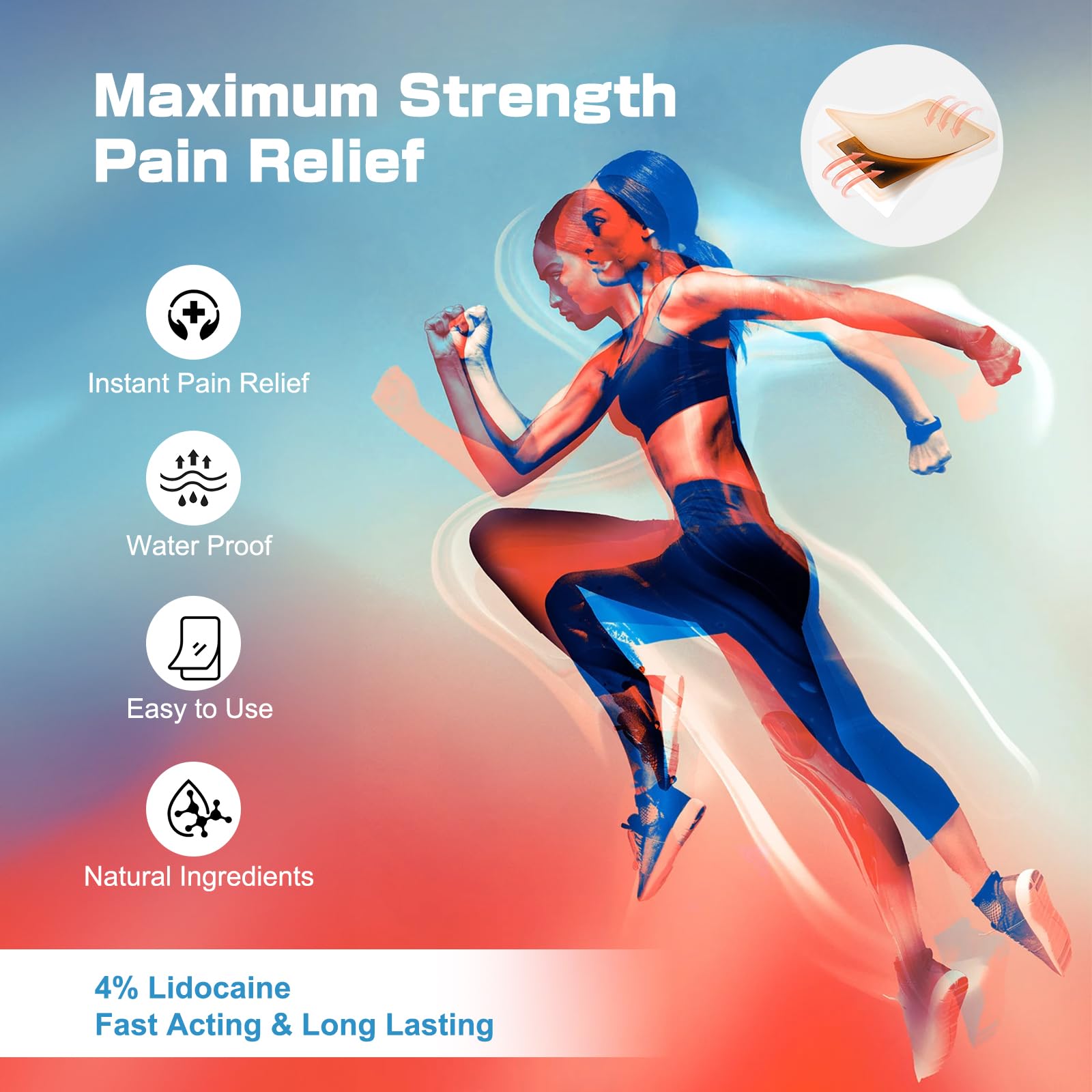 Teemofe 20 count box showing 12 hour temporary pain relief features